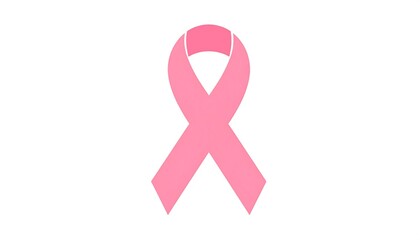 Pink awareness ribbon, a symbol of support and solidarity on white