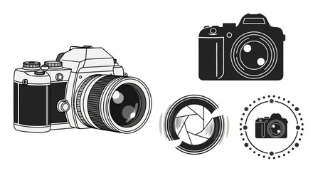 Camera icons set vector illustration