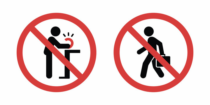 No soliciting sign vector, red prohibition icon, warning and restriction symbol design.