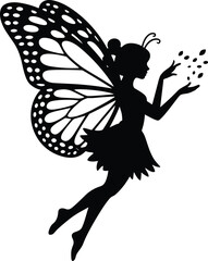 Fototapeta premium Tropical Monstera Palm Leaf Circular Frame Vector, Minimalist Black Butterfly Silhouette, Magical Fairy Graphic, Exotic Summer Jungle Foliage Border Design Element