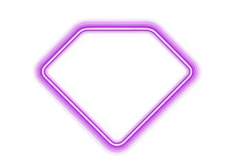 A neon purple diamond-shaped frame glows on a white background with a clean and minimalist aesthetic