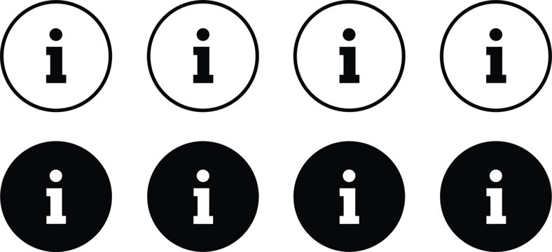 Information icon set with outline and solid styles help info symbol user interface vector illustration isolated