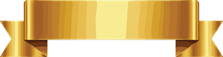 Obraz premium Shiny golden ribbon banner illustration, exuding elegance with its glossy metallic finish, perfect for awards, celebrations, or premium design accents