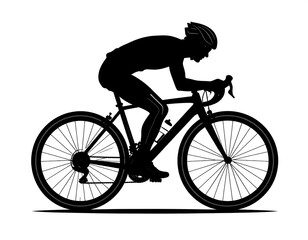 Obraz premium Silhouette of a cyclist on a road bike in a racing position