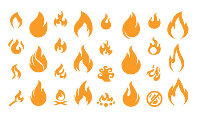 Vibrant Yellow Fire Icon Set