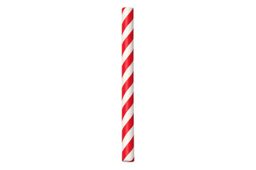 Obraz premium Red and white striped paper straw isolated on transparent background, symbolizing eco-friendly drink accessories