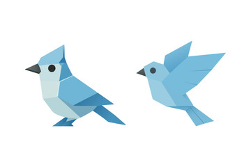 Fototapeta premium origami blue japanese flying birds illustration