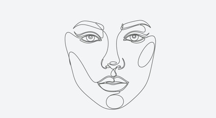 Minimalist continuous line drawing of a womans face.