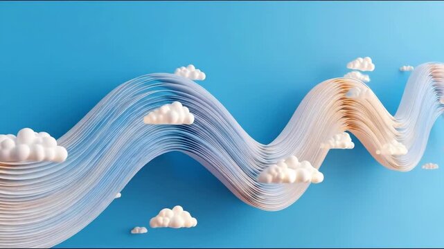 Abstract blue wave cloud pastel 3d background sky surreal smooth landscape flowing shape modern minimal design creative dreamy atmosphere fluid texture pattern digital art render illustration