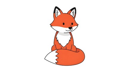 Obraz premium Cute Red Fox Cartoon Character Sitting Isolated on White Background Illustration