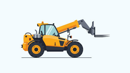 Telehandler lifting heavy load with extended boom on construction site © Mourning