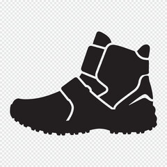 Hiking boot silhouette. Vector icon of an outdoor trekking shoe.