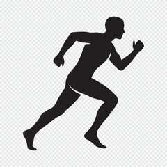Running Man Silhouette Vector Icon, Runner Athlete Symbol for Sport and Fitness