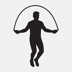 Man Jumping Rope Silhouette Icon, Fitness and Cardio Workout Symbol, Skipping Rope Exercise Vector