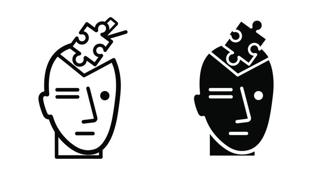 Puzzle piece missing from human head illustration