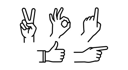 Obraz premium Hand gestures illustration set with various signs.