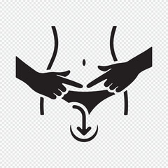 Abdominal Pain and Menstrual Cramps Icon, Pelvic Health and Digestion Problem Vector Symbol