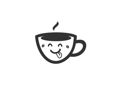 tute smiling coffee cup logo icon vector cafe mascot