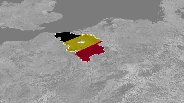 Cinematic Belgium map animation for Europe geography and logistics.