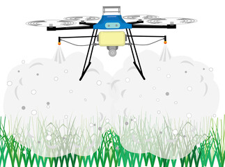ドローンで農薬の散布作業をしているイラスト素材