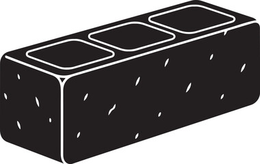 Cinder Block Silhouette Icon, Concrete Brick Shape, Construction Material Vector