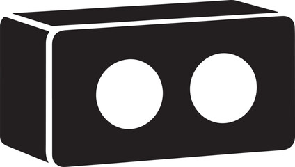 Cinder Block Silhouette Icon, Concrete Brick Shape, Construction Material Vector