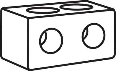 Cinder Block Silhouette Icon, Concrete Brick Shape, Construction Material Vector