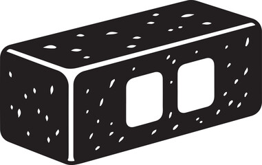 Cinder Block Silhouette Icon, Concrete Brick Shape, Construction Material Vector