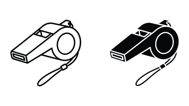 Whistle icon set in simple line art style