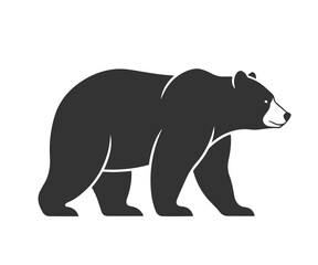 Obraz premium A black bear walks on a white background in a simple illustration