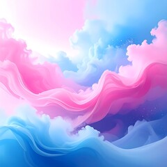 Ethereal swirls of pink and blue blend like smoke, light against a backdrop of brightness