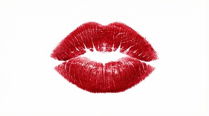 Fototapeta premium Red Lipstick Kiss Mark Valentine Romance Symbol