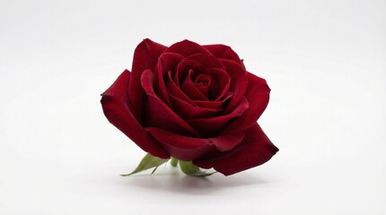 Single Red Rose Luxury Valentine Symbol on White Background