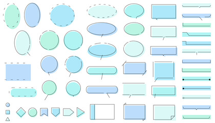 シンプルな吹き出しとフレームのイラストセット　ベクター背景素材