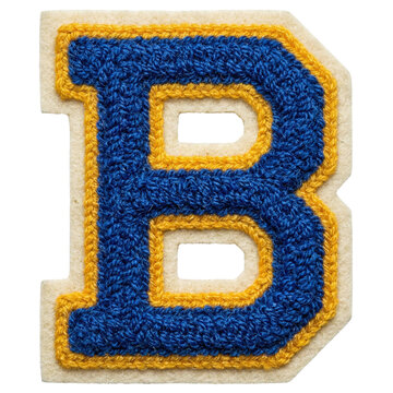 Varsity style embroidered letter B patch