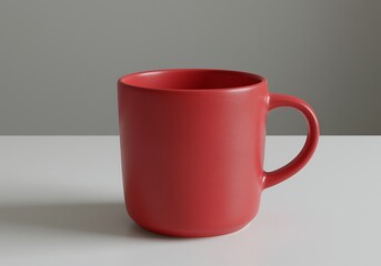 Red Ceramic Mug on White Table