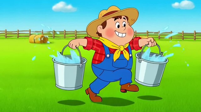 man with bucket