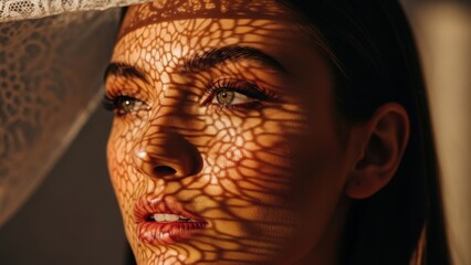 Side view of face with strong lace shadows