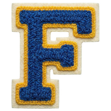 Varsity style embroidered letter F patch
