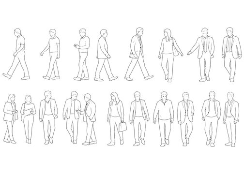 CAD People Vector &ndash; Minimal Human Figure Silhouettes for Architecture Plans and Technical Drawings
