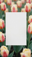 Luxury Valentine Background Featuring Parchment Paper Among Blooming Tulips at Golden Hour