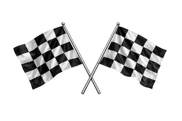 Obraz premium Checkered flags crossing, symbolizing racing, motorsport competition, speed, and victory on transparent background