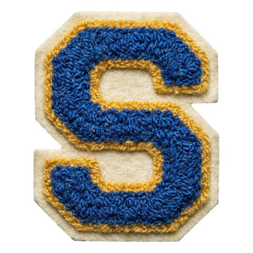 Letter S blue and yellow chenille varsity patch