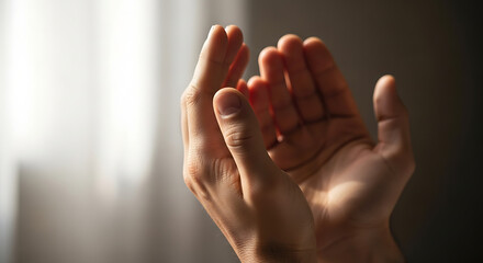 Fototapeta premium Closeup of hands cupped together in prayer gesture