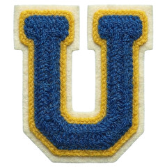 Letter U blue and yellow chenille varsity patch © X02