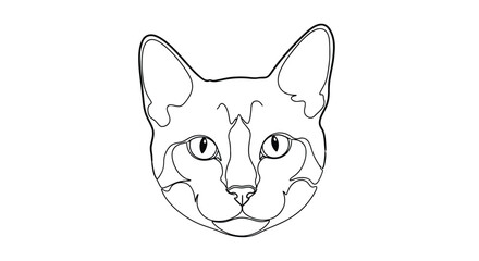 Obraz premium Artistic outline drawing of a domestic cat s face with expressive eyes and pointed ears on a clean white background