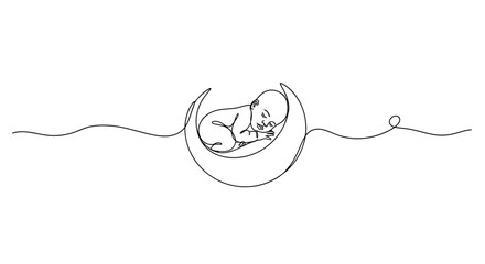 Obraz premium Minimalist continuous line drawing of a pregnant uterus with a developing fetus and umbilical cord symbolizing new life and creation