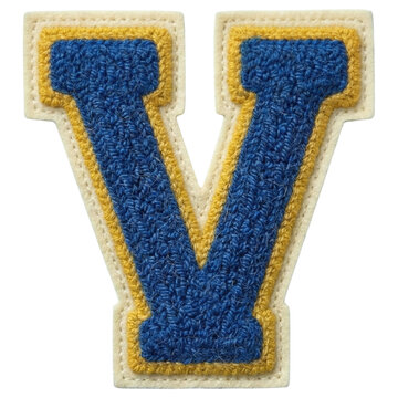 Letter V blue and yellow chenille varsity patch