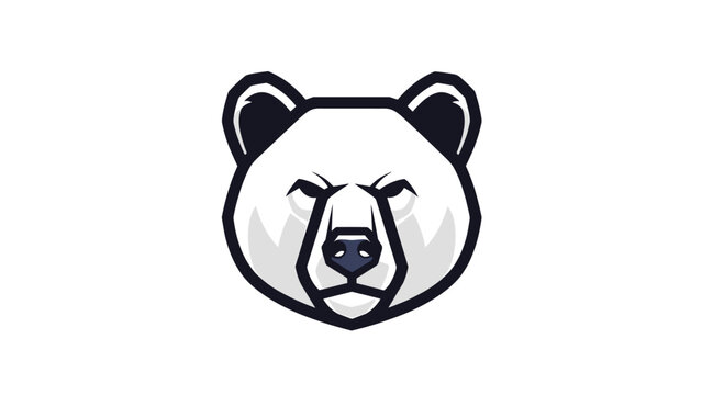 Polar bear head mascot illustration with a fierce expression and clean vector lines for sports or corporate branding.
