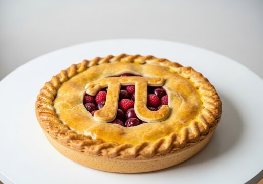 Delicious homemade pie with raspberry filling and pi symbol